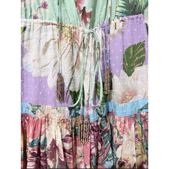 STUNNING and RARE FARM RIO MIXED FLORAL TIERED TROPICAL MINI DRESS- SIZE LARGE ( - Picture 4 of 6